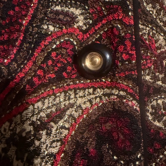 K Petite Vintage Red/Gold Button Up Paisley Blazer Jacket size 12P - Picture 2 of 10